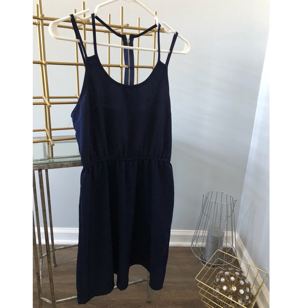 Navy casual dress.